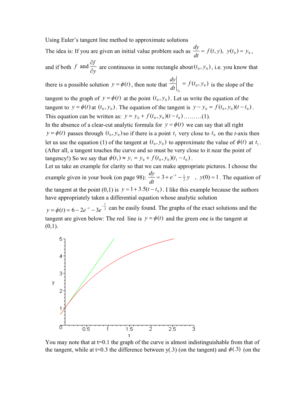 Using Euler S Tangent Line Method to Approximate Solutions