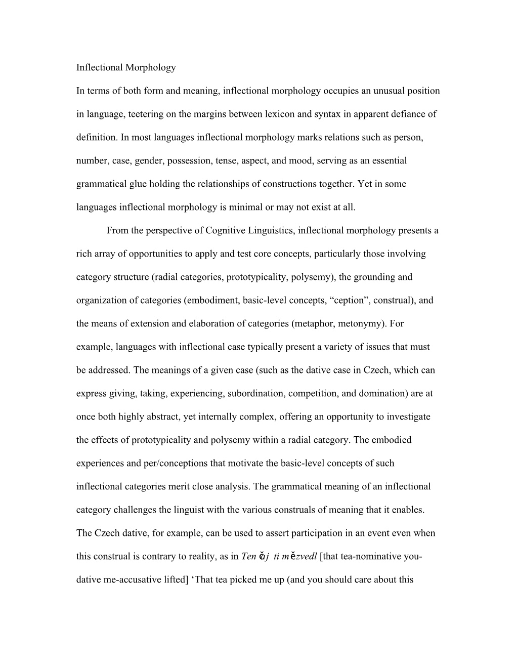 Inflectional Morphology