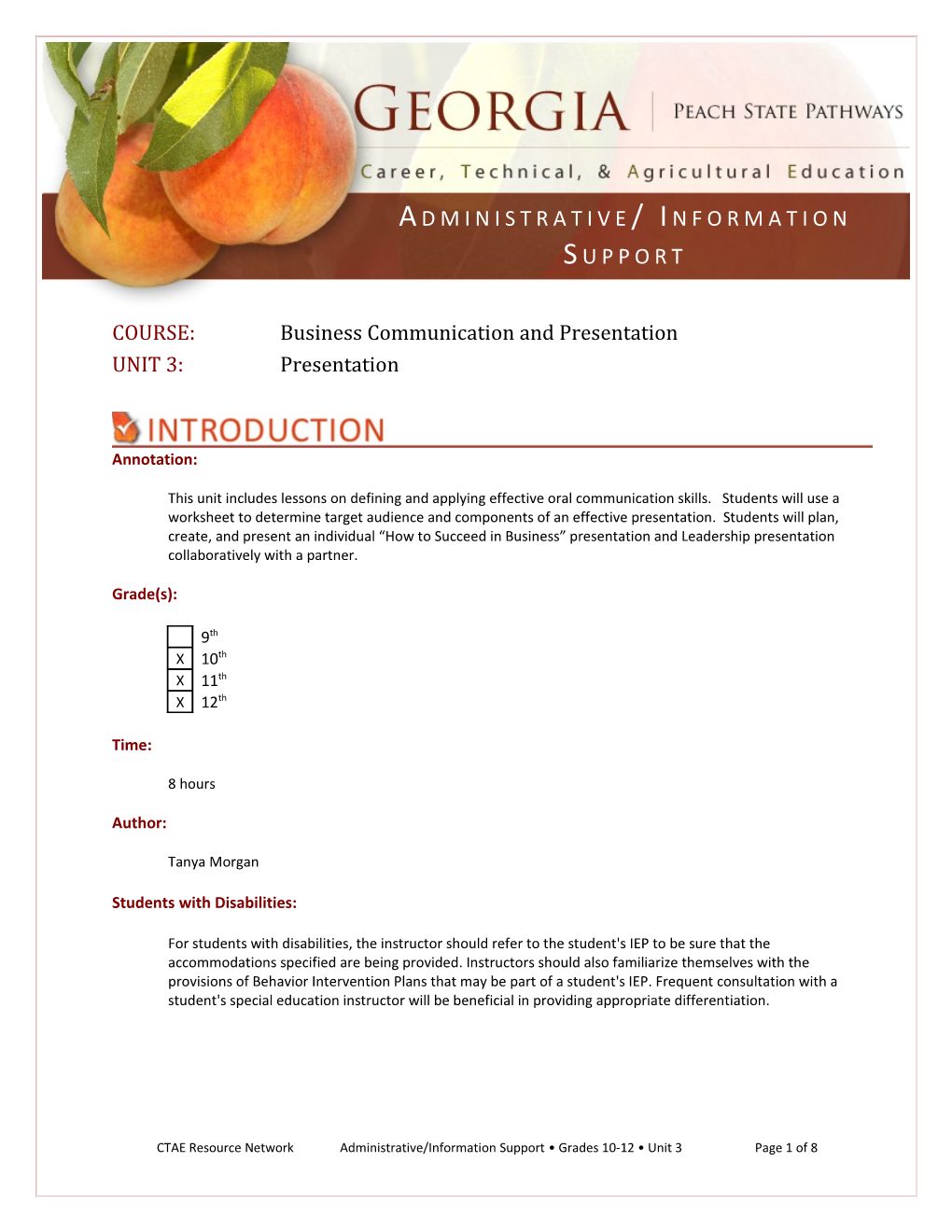 COURSE: Business Communication and Presentation
