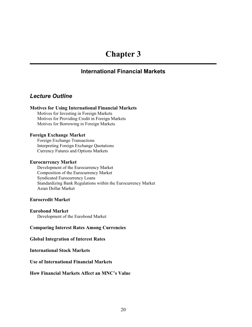 Chapter 3: International Financial Markets 1