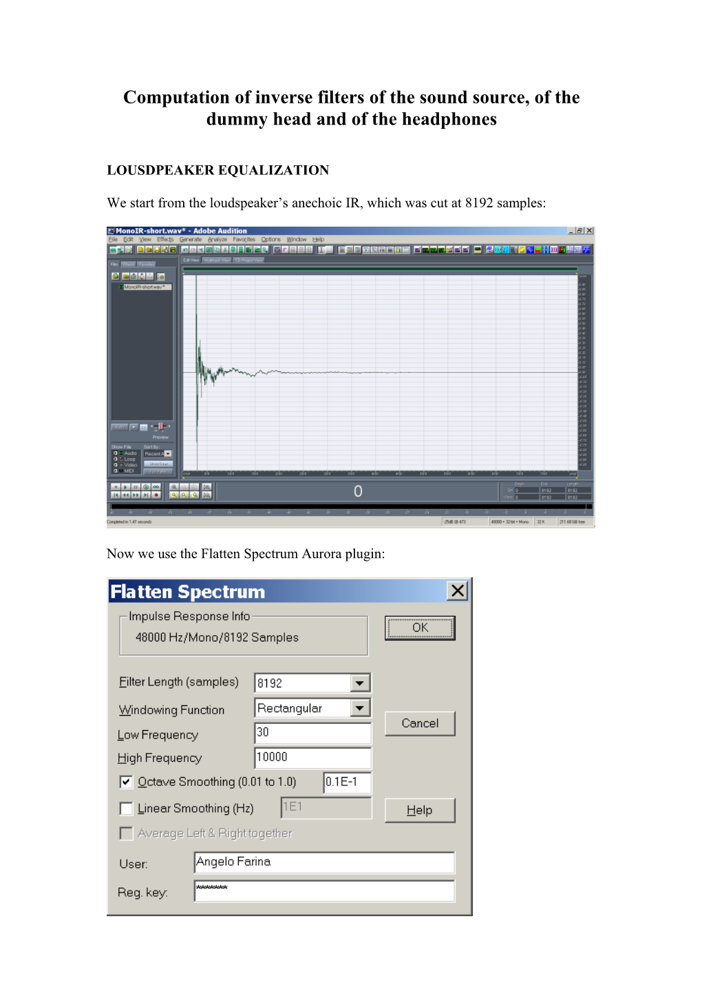 Computation of Inverse Filter of the Sound Source