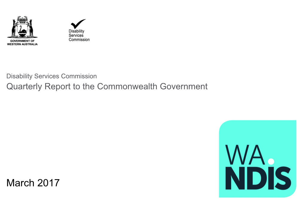 Quarterly Report to the Commonwealth Government