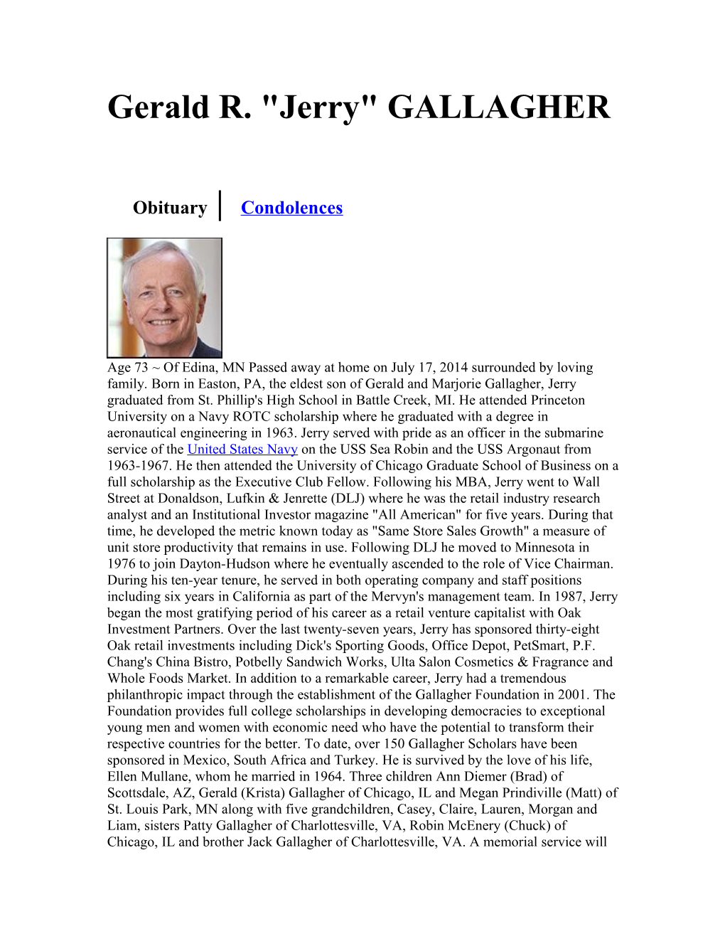 Gerald R. Jerry GALLAGHER