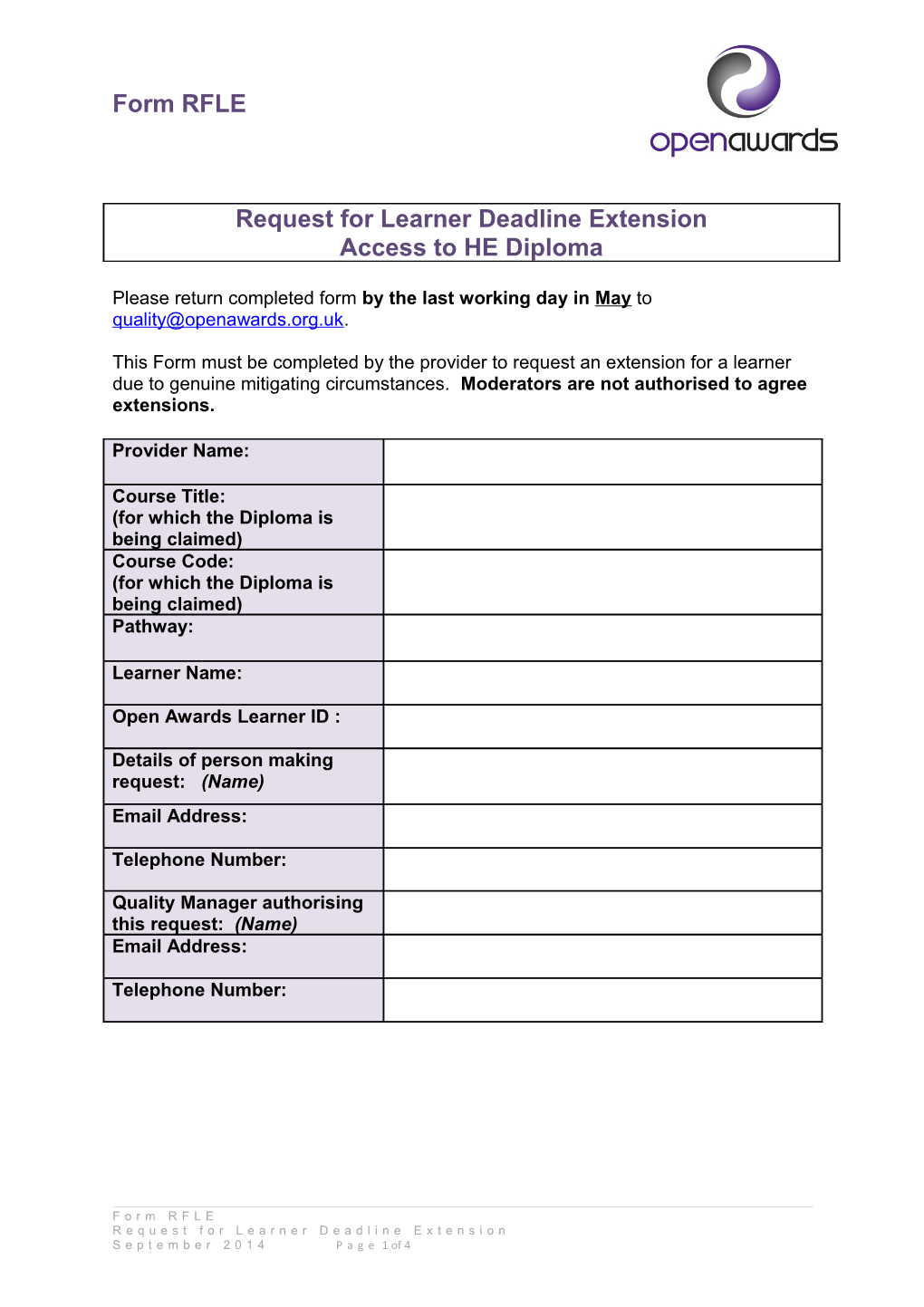 Please Return Completed Form by the Last Working Day Inmay