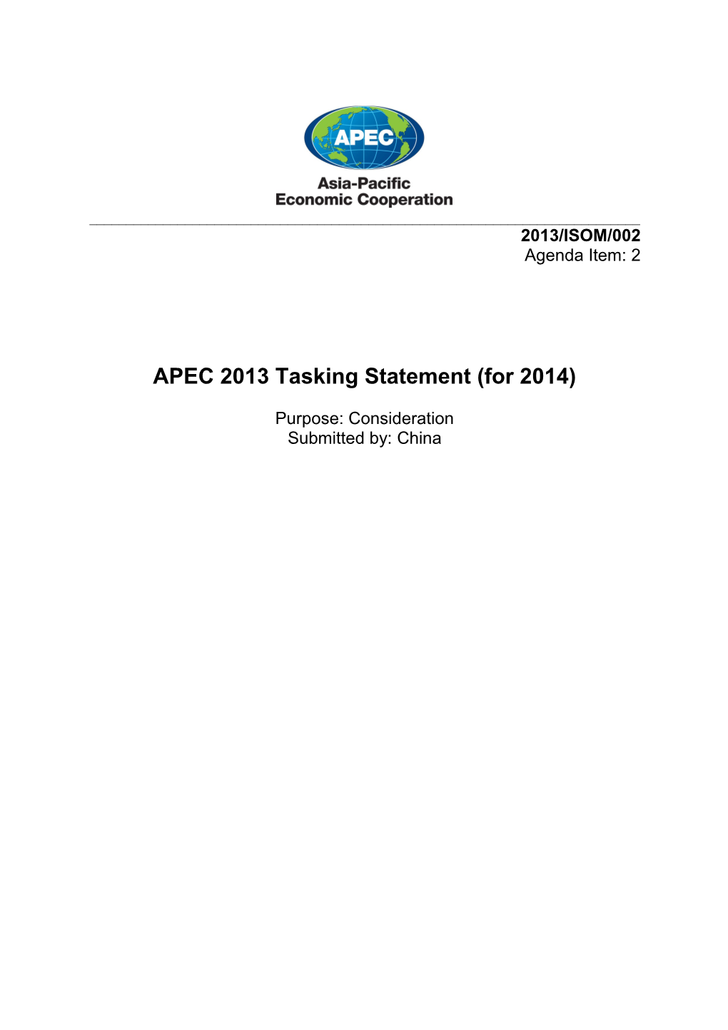 APEC 2013 Tasking Statement (For 2014)