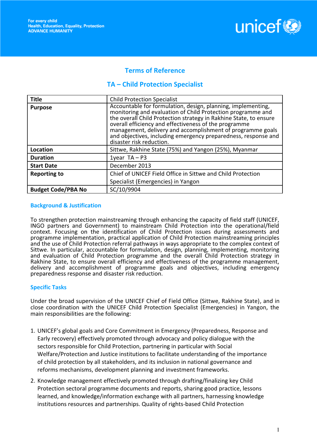 Terms of Reference with Guidance Notes