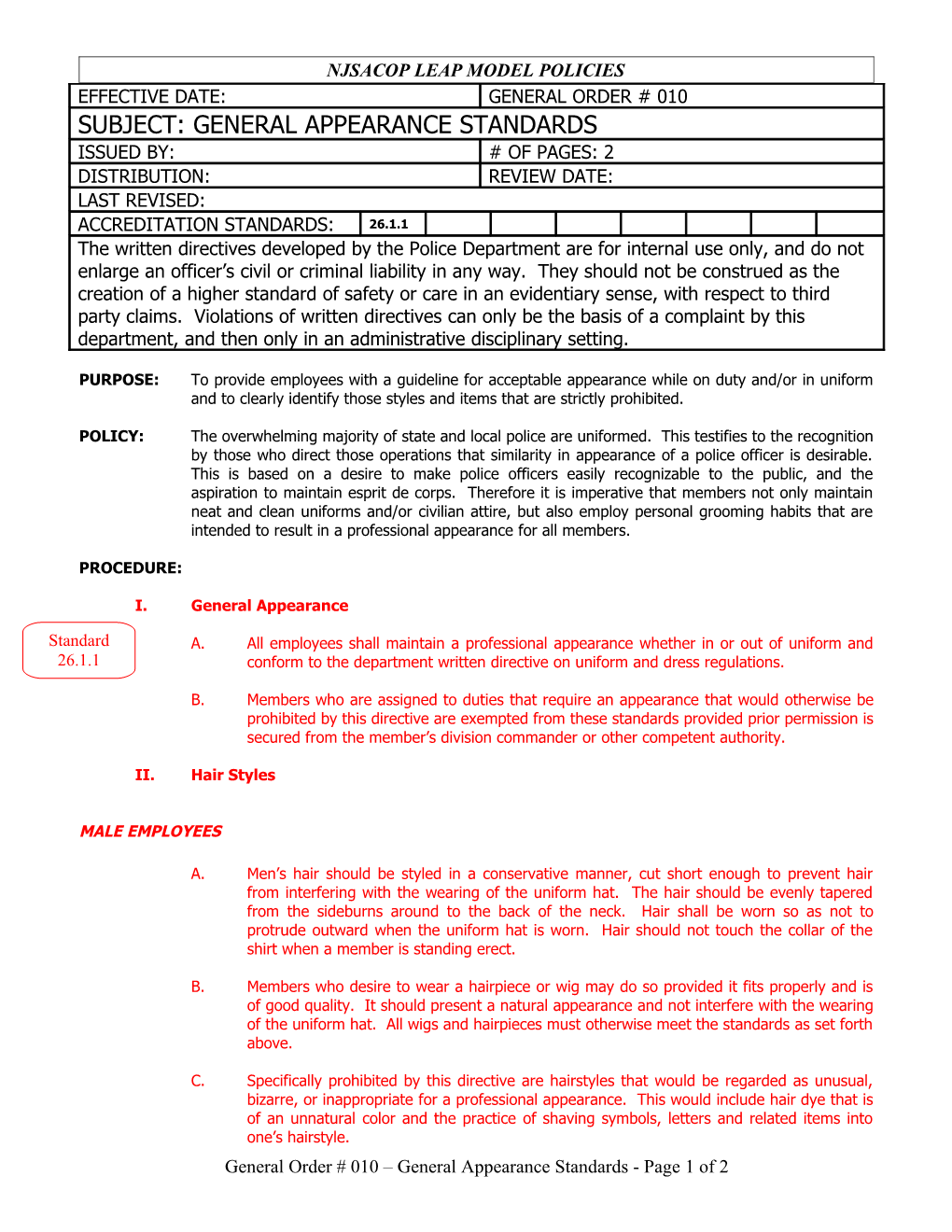 Njsacop Leap Model Policies