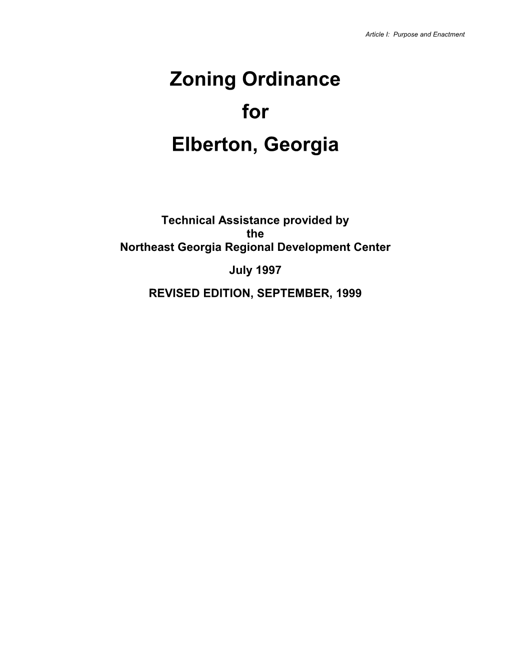 Elberton Zoning Ordinance