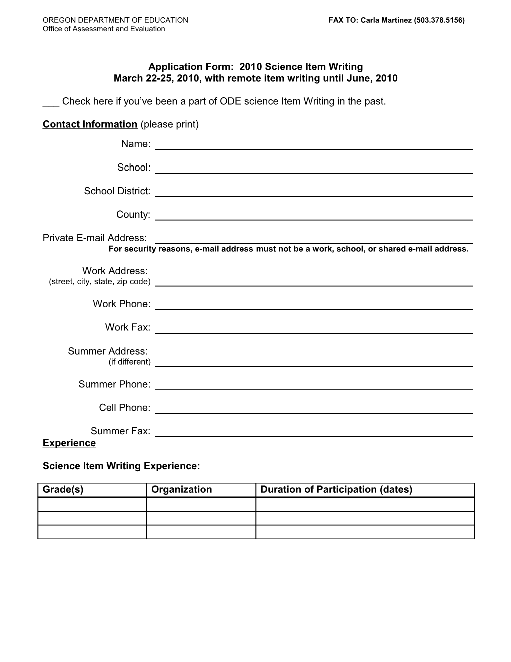 Teacher Application Form For