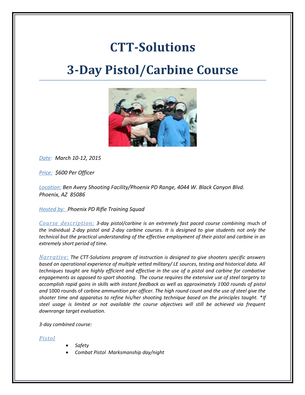 3-Day Pistol/Carbine Course