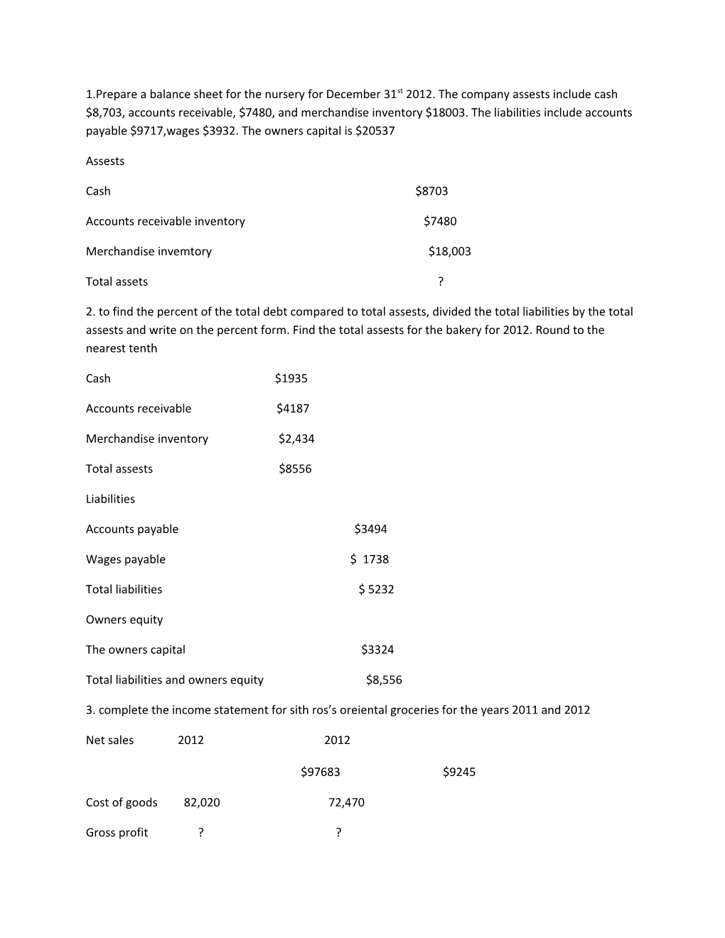 Accounts Receivable Inventory $7480