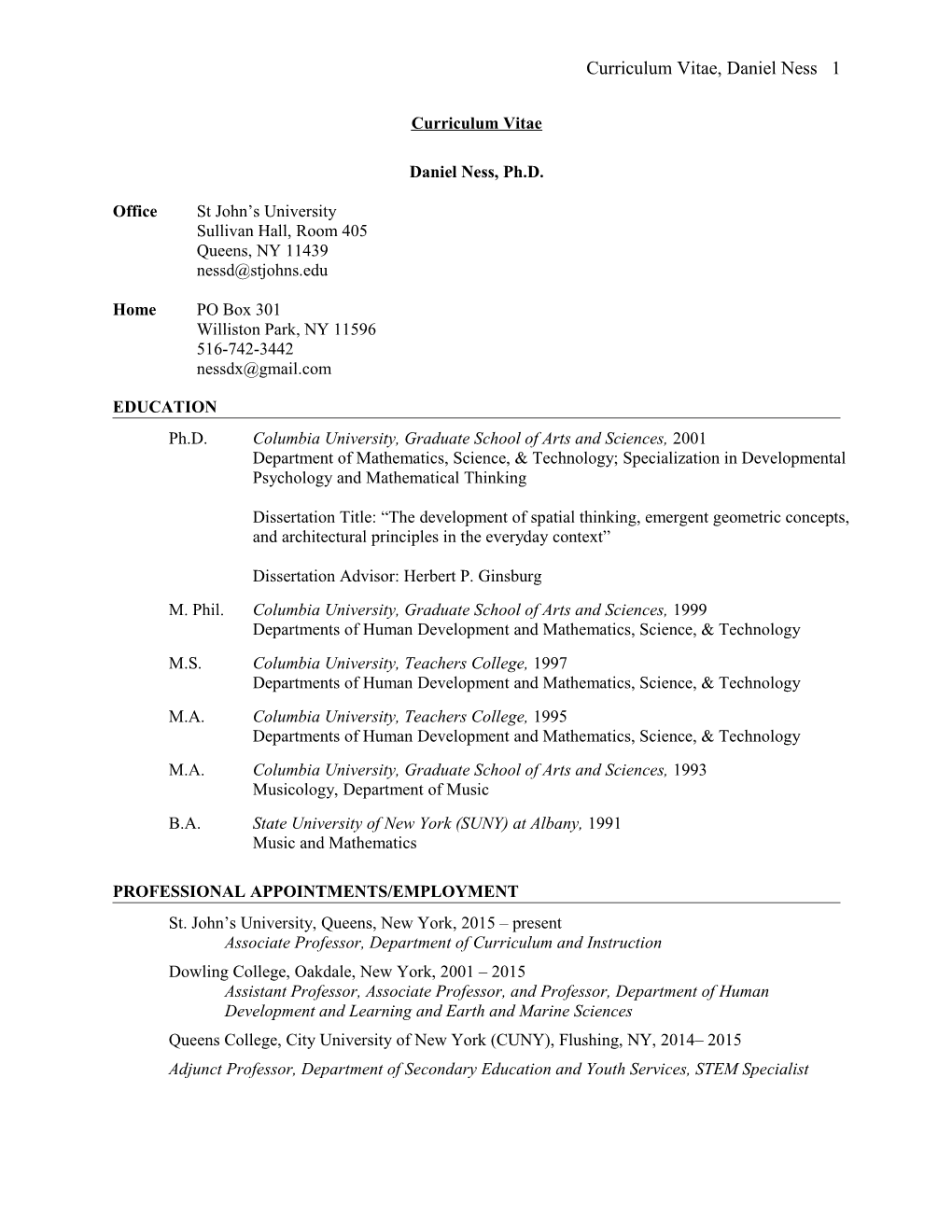 Curriculum Vitae, Daniel Ness 6