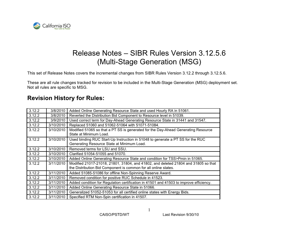 Release Notes SIBR Rules 3.12.5.6 (MSG Update 2)