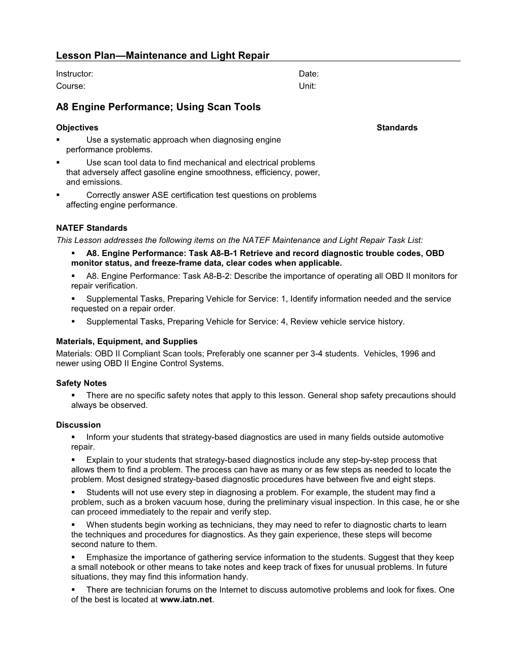 A8 Engine Performance; Using Scan Tools