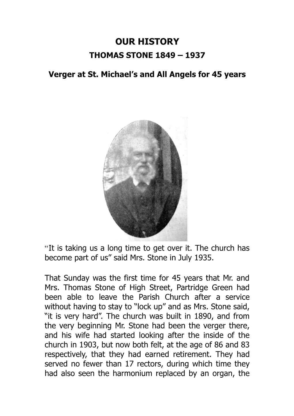 Verger at St. Michael S and All Angels for 45 Years