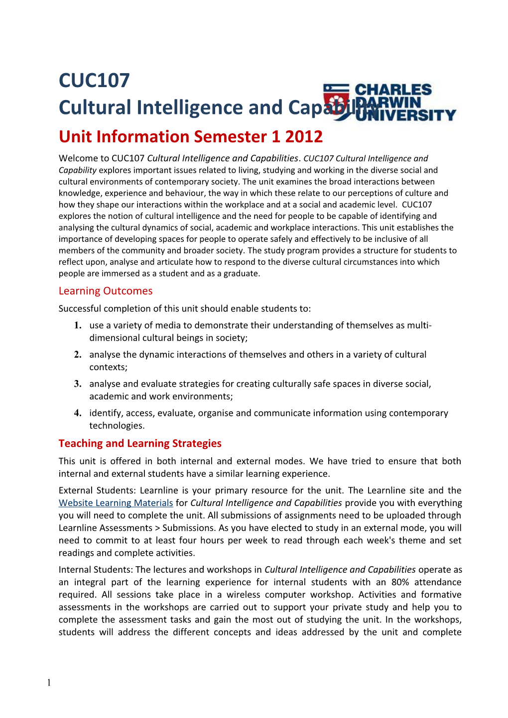 Cuc107cultural Intelligence and Capability