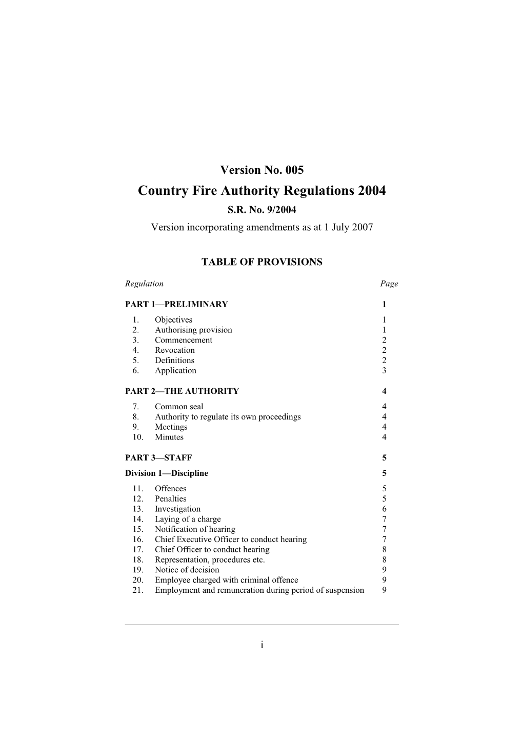 Country Fire Authority Regulations 2004