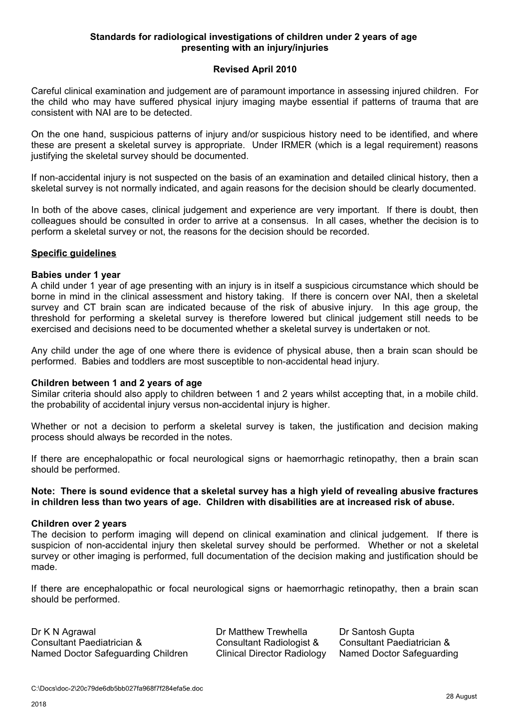 Standards for Radiological Investigations