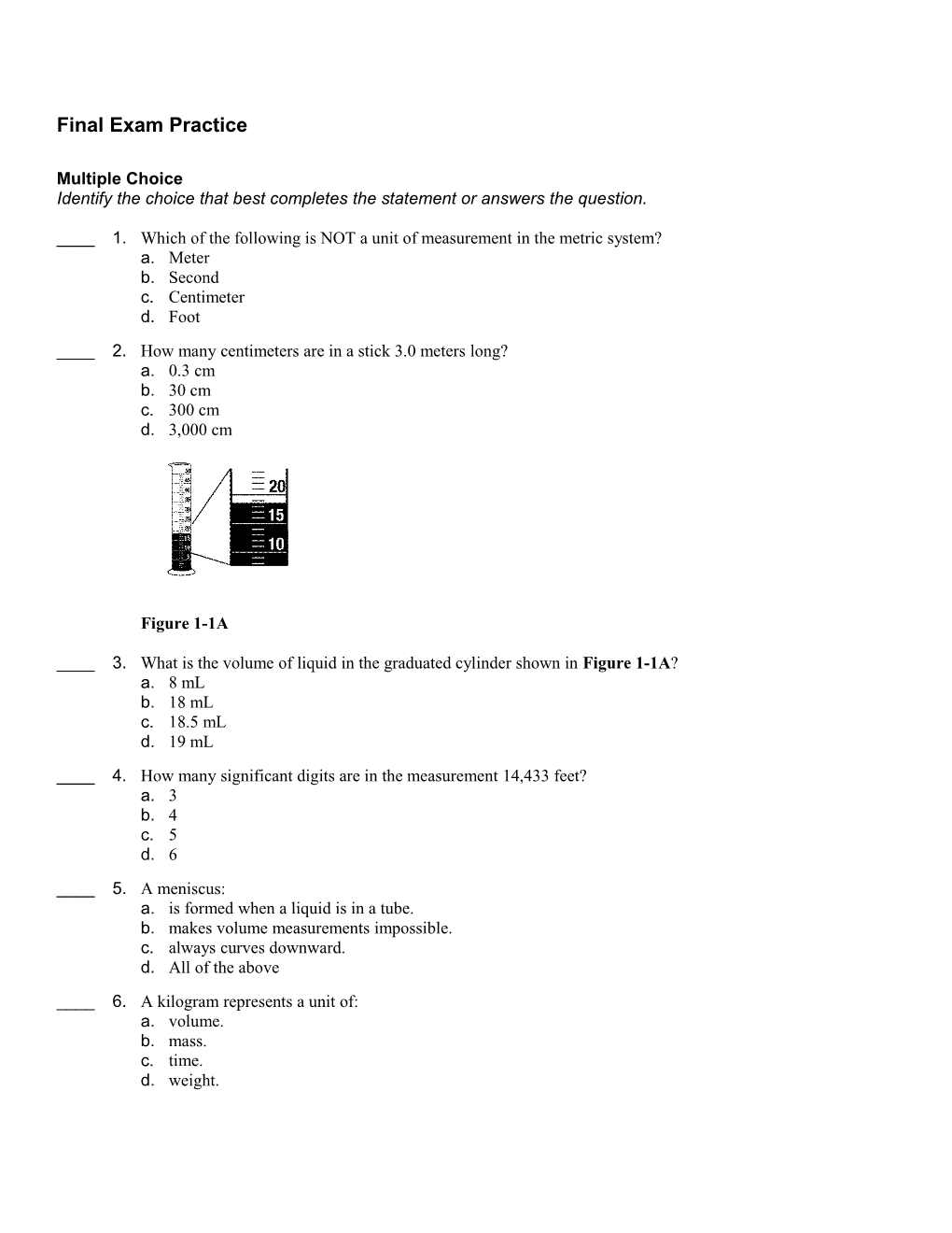 Final Exam Practice