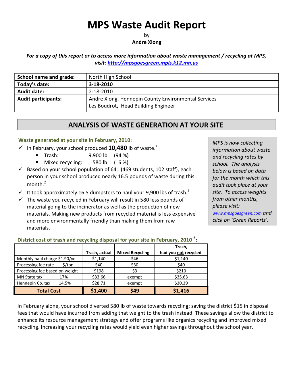 MPS Waste Audit Report