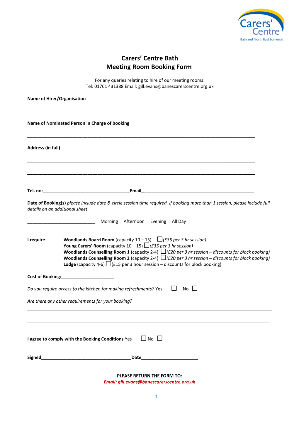 Bath Booking Form