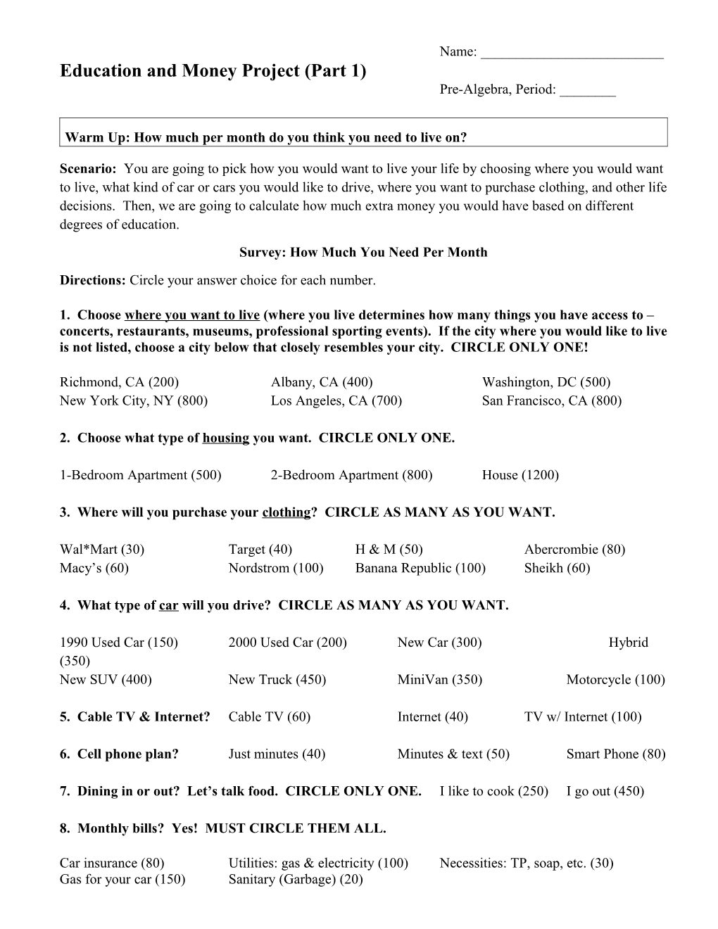 Education and Money Project (Part 1)