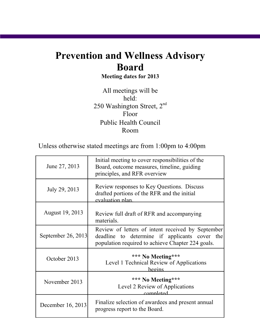 PWAB Timeline of Activities UPDATED 08072013