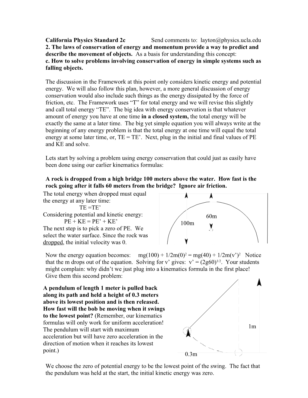 California Physics Standard 2C Send Comments To