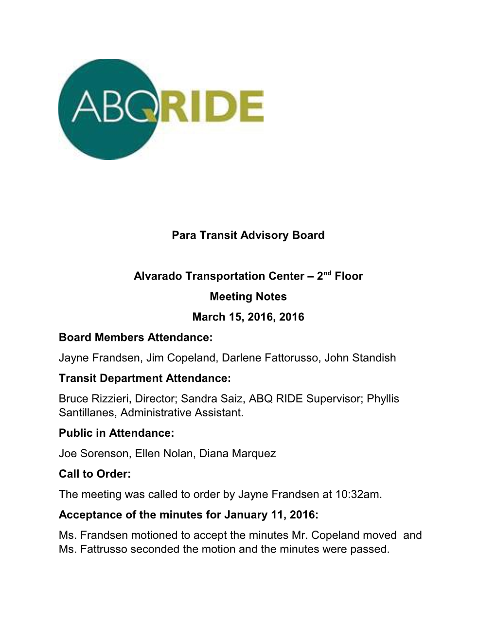 Para Transit Advisory Board