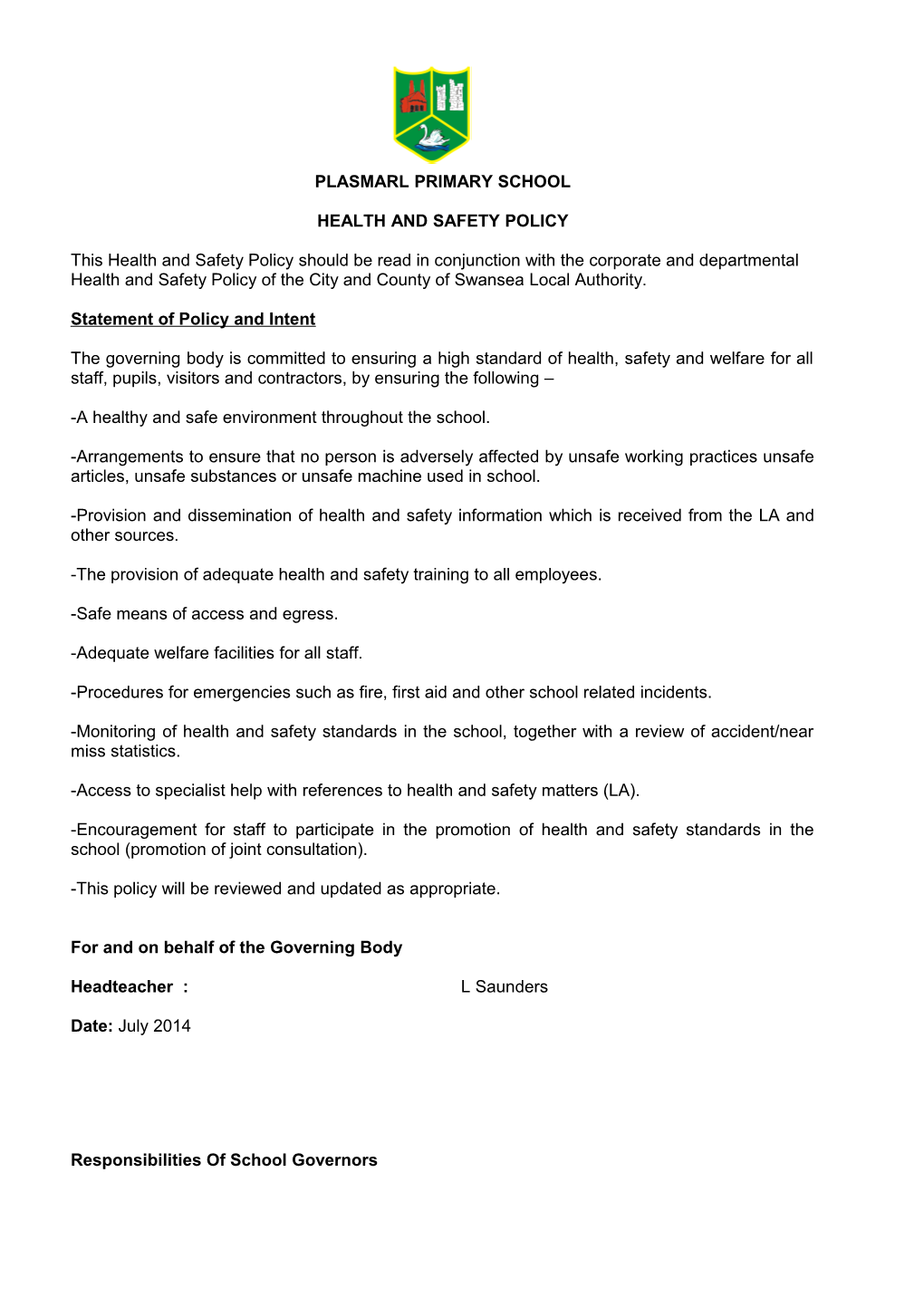 Health and Safety Policy 2015