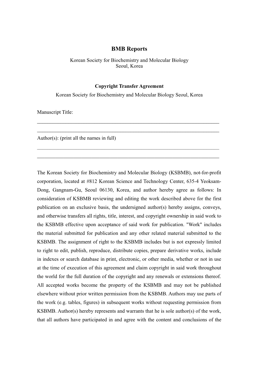 Journal of Biochemistry and Molecular Biology