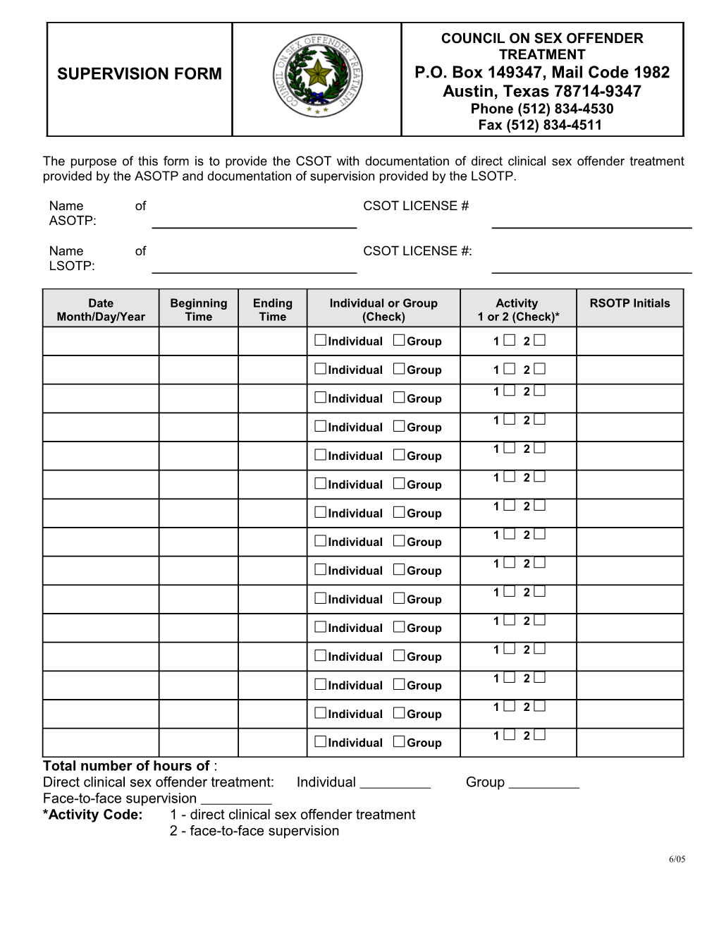 Supervision Form