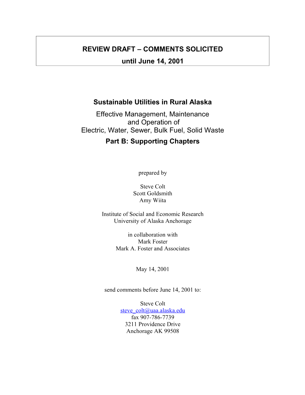 Rural Alaska Utilities Study