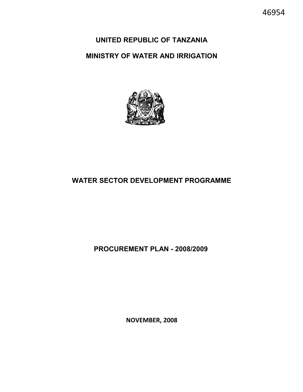Procurement Plan for 2008/09