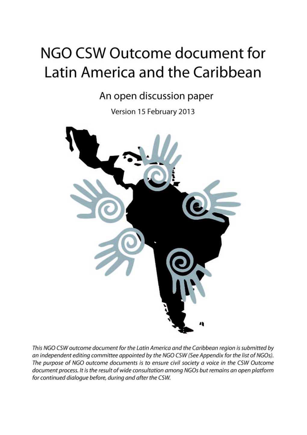 NGO CSW Outcome Document for Latin America and the Caribbean an Open Discussion Paper