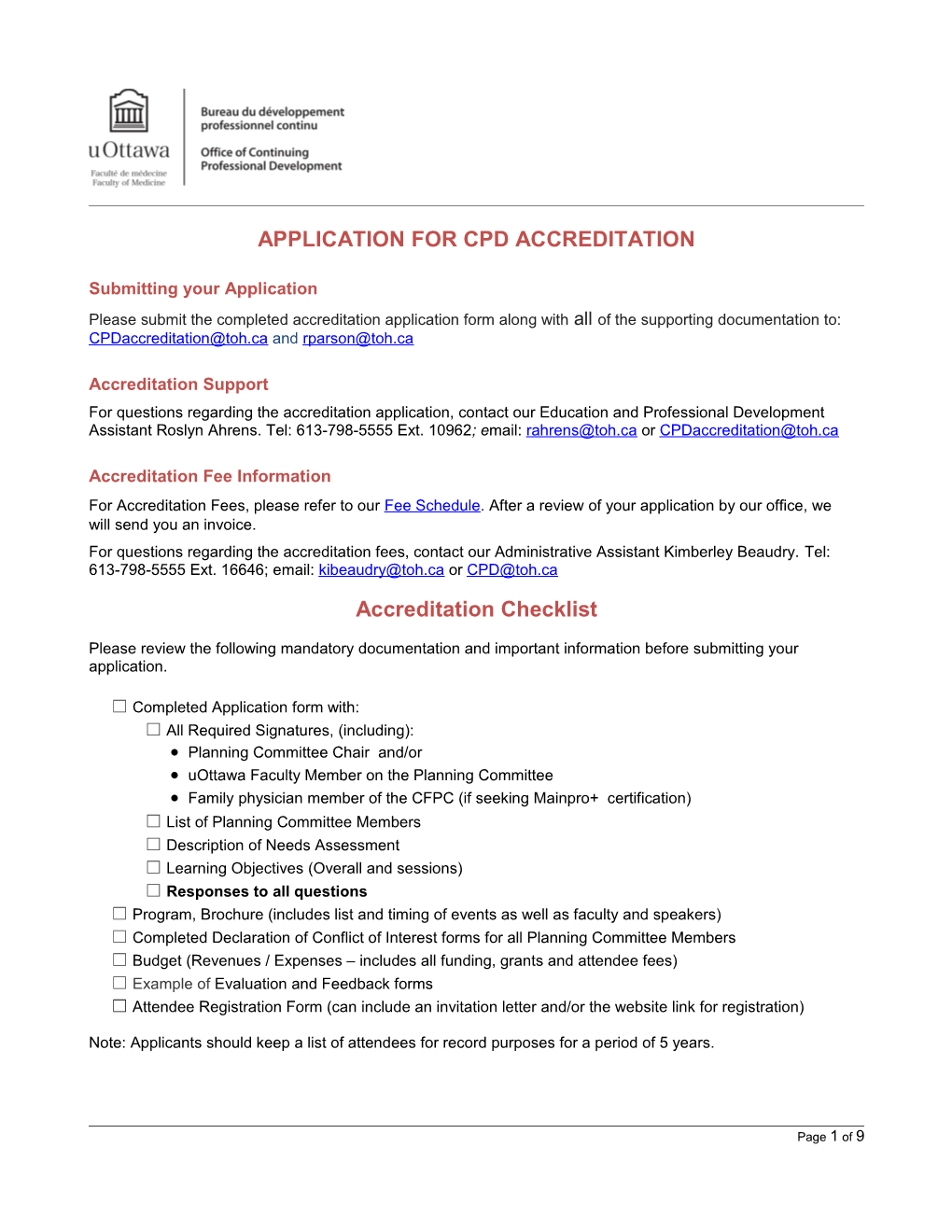 OCPD Application Form Uottawa