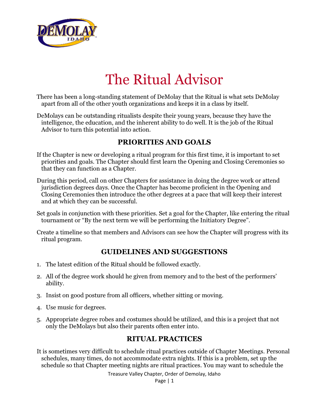 The Ritual Advisor