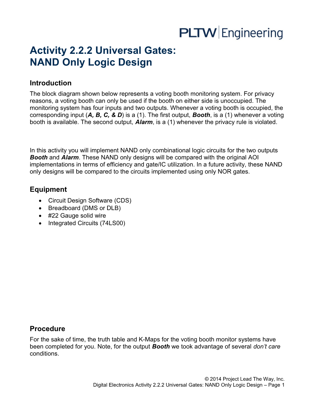 Activity 2.2.2 NAND Logic Design