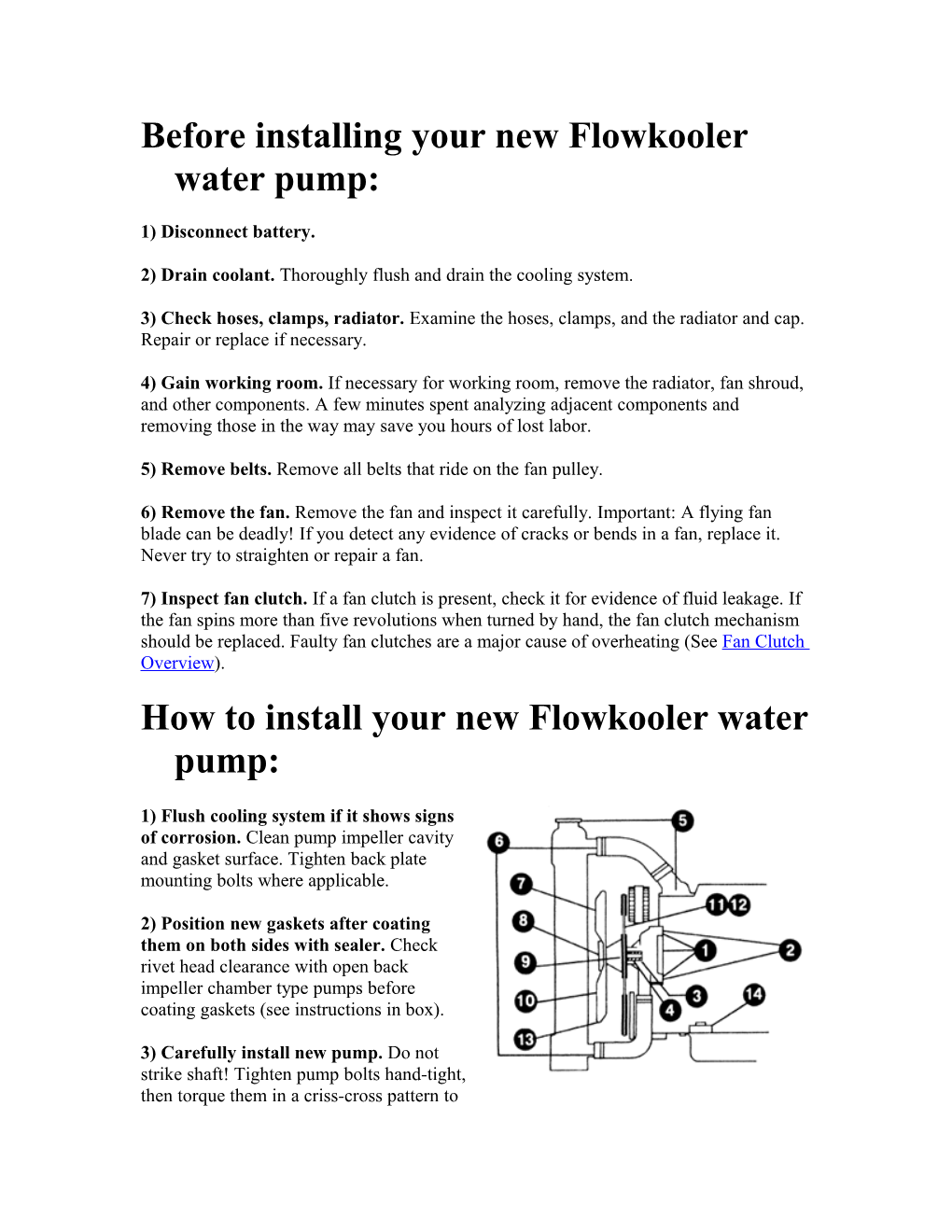 Before Installing Your New Flowkooler Water Pump