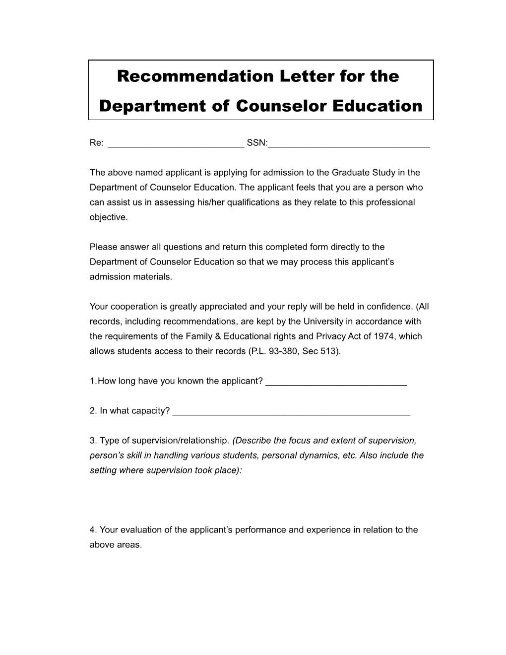 Recommendation Letter for The