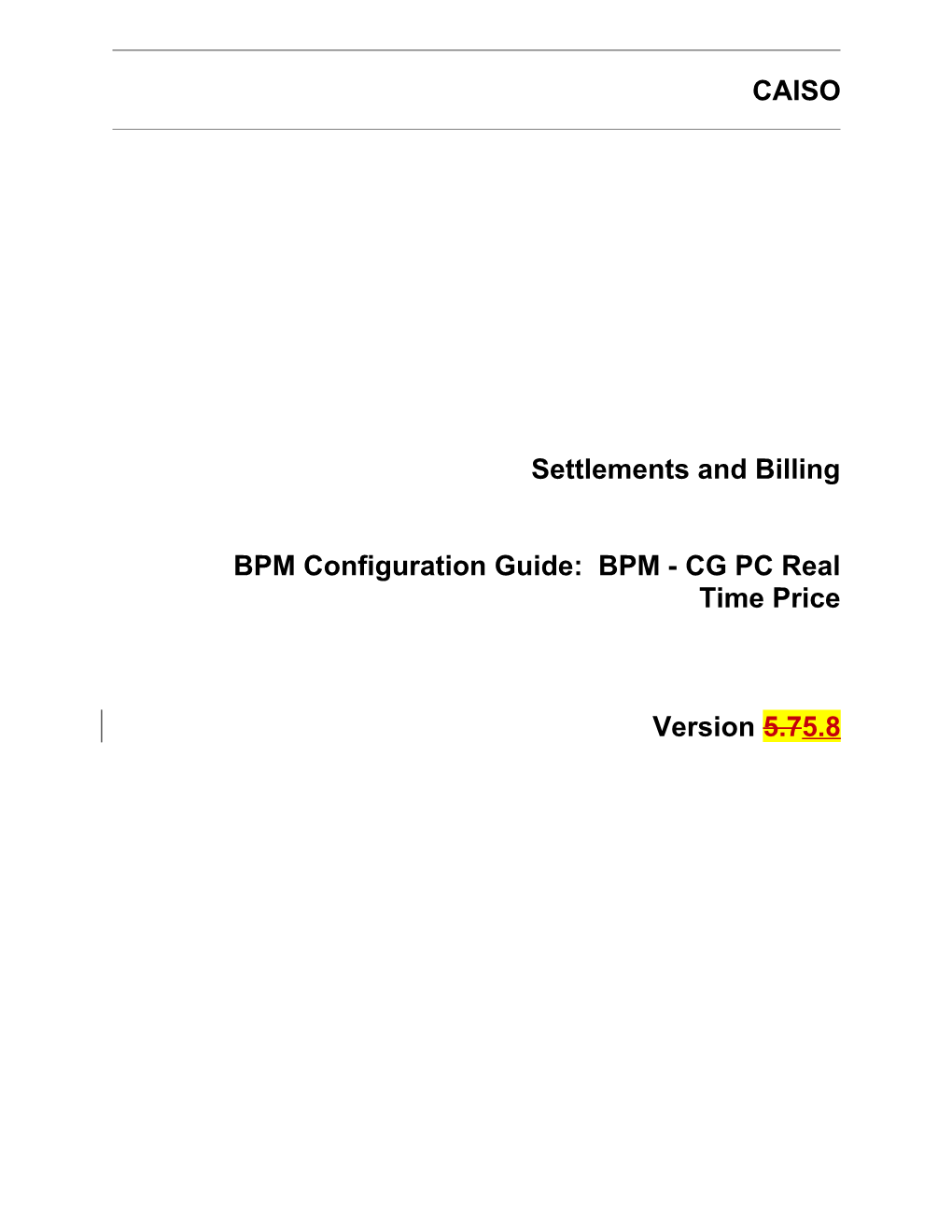 BPM - CG PC Real Time Price