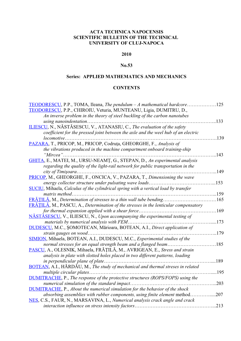 Scientific Bulletin of the Technical