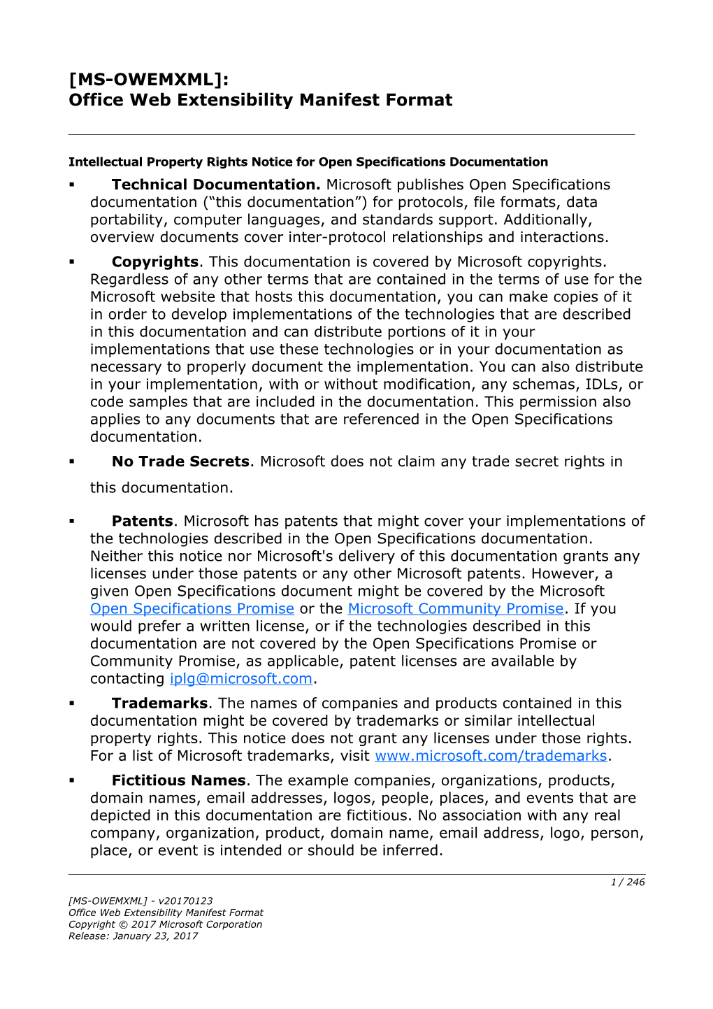 Office Web Extensibility Manifest Format