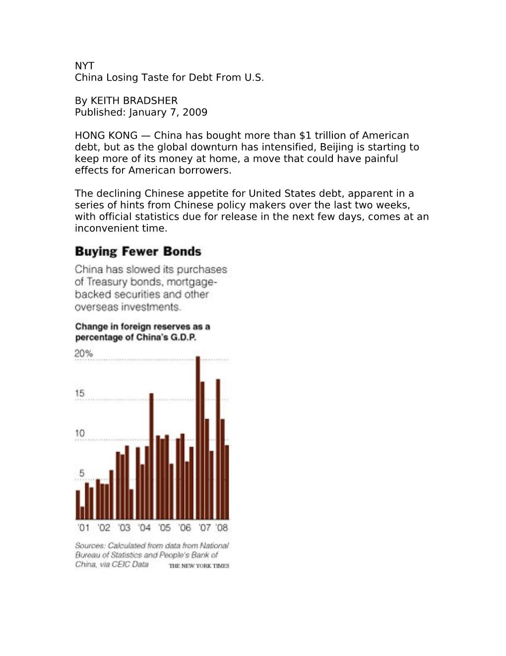 China Losing Taste for Debt from U.S