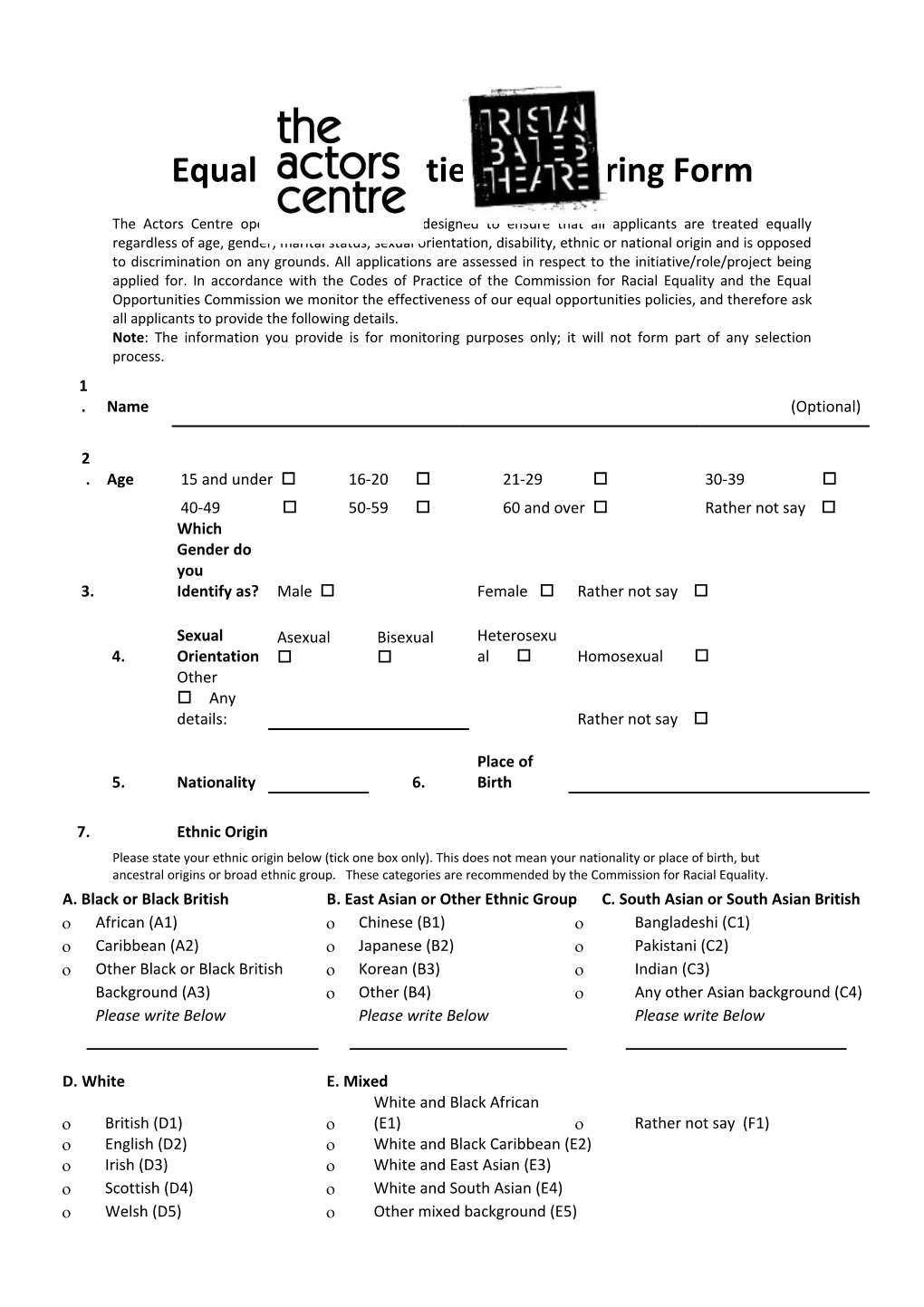 Equal Opportunities Monitoring Form s9