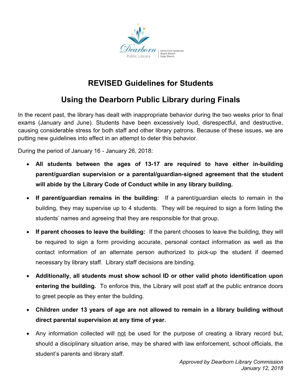 REVISED Guidelines for Students