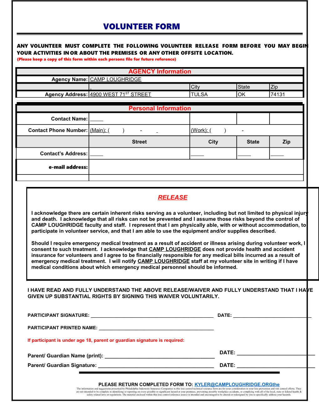 Please Keep a Copy of This Form Within Each Persons File for Future Reference