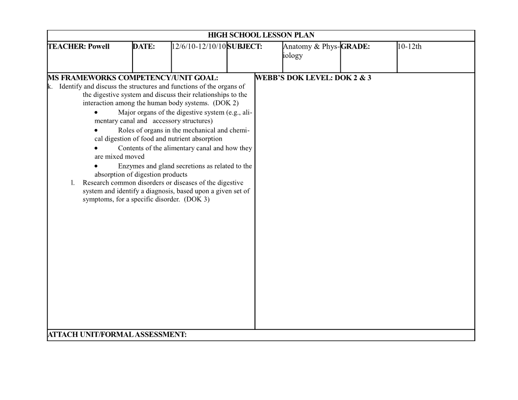 Lamar County School District High School Lesson Plan