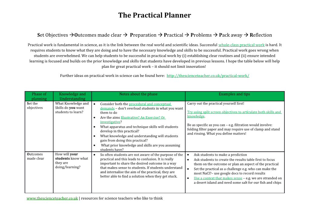 The Practical Planner