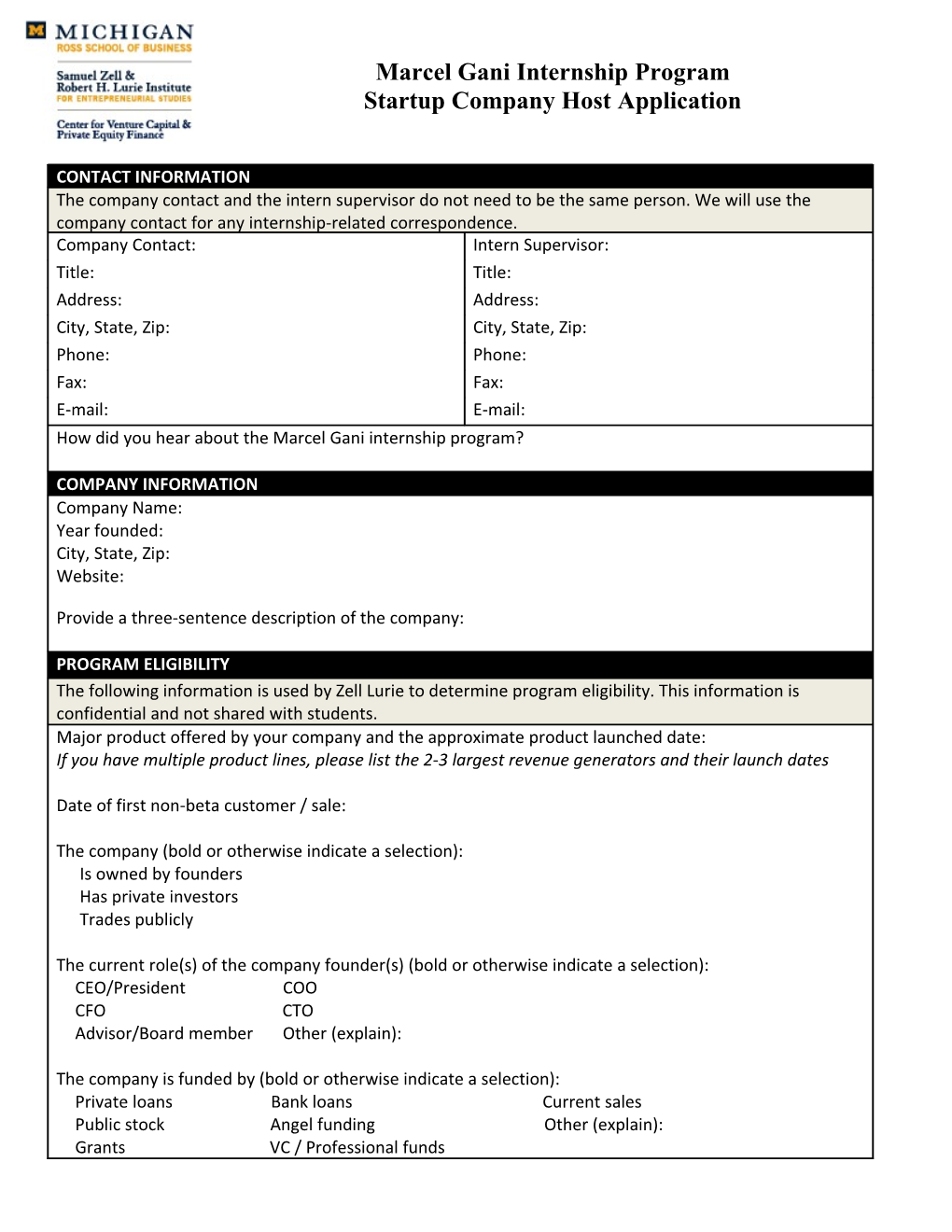 Company Survey for Marcel Gani Internship